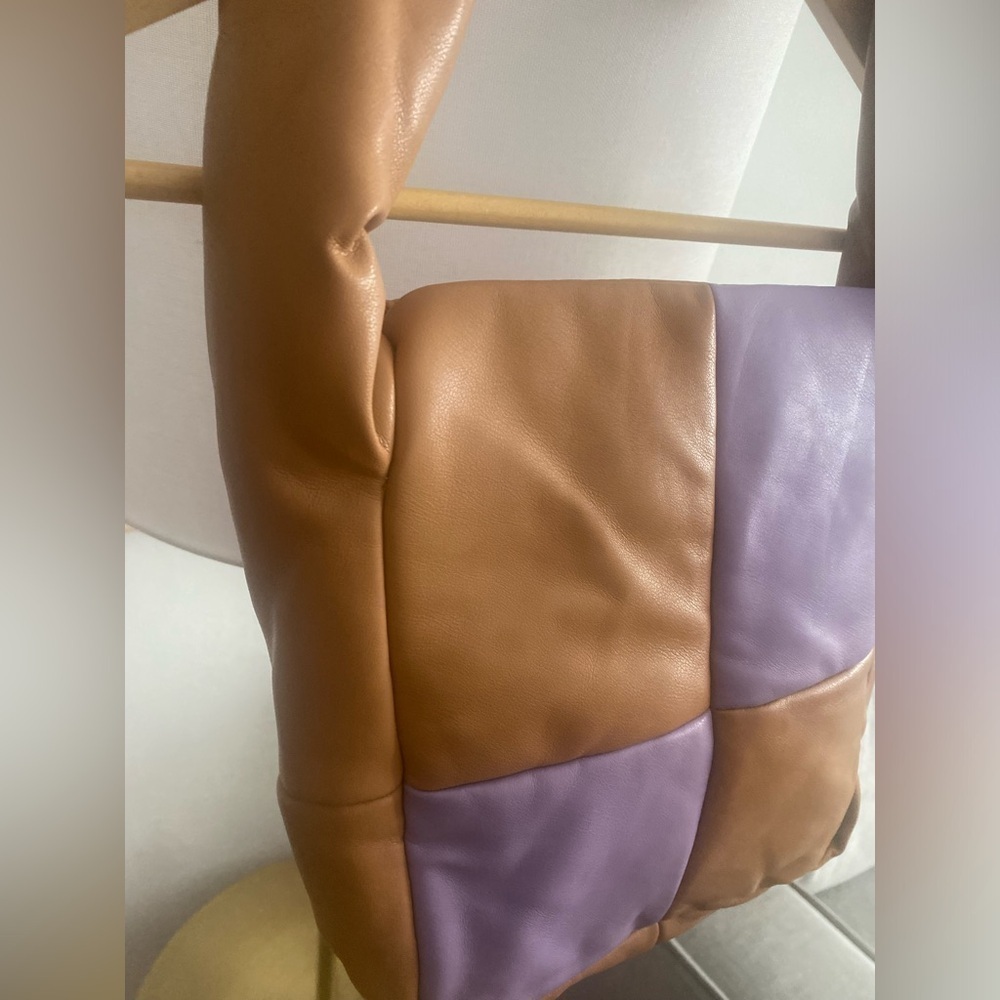Mango Brown Purple Square Colorblock Bag Y2K Boho Hippie Shoulder Bag - Picture 3 of 8